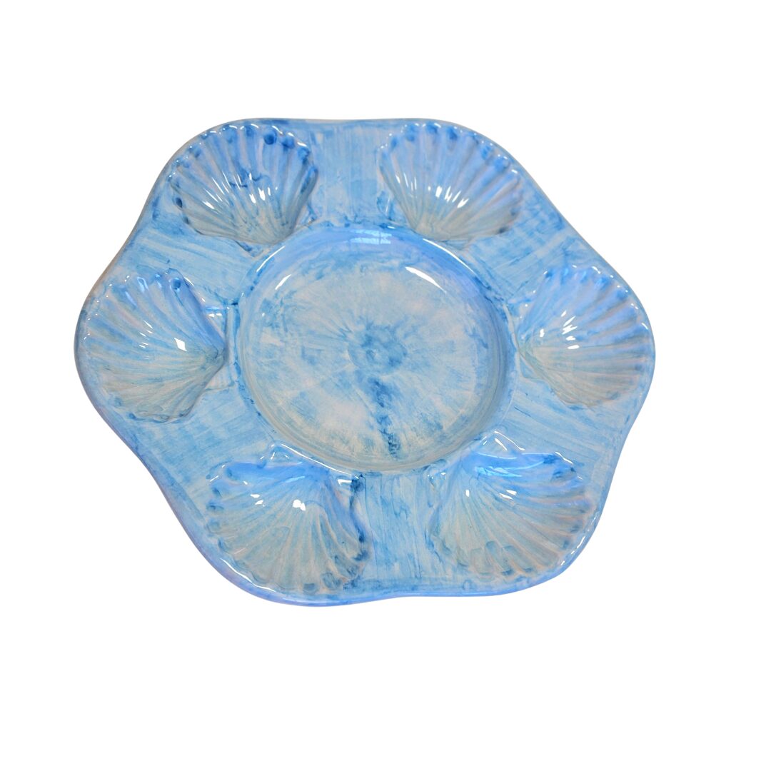 les-ottomans-muschel-teller-keramik-handbemalt-blau image 1