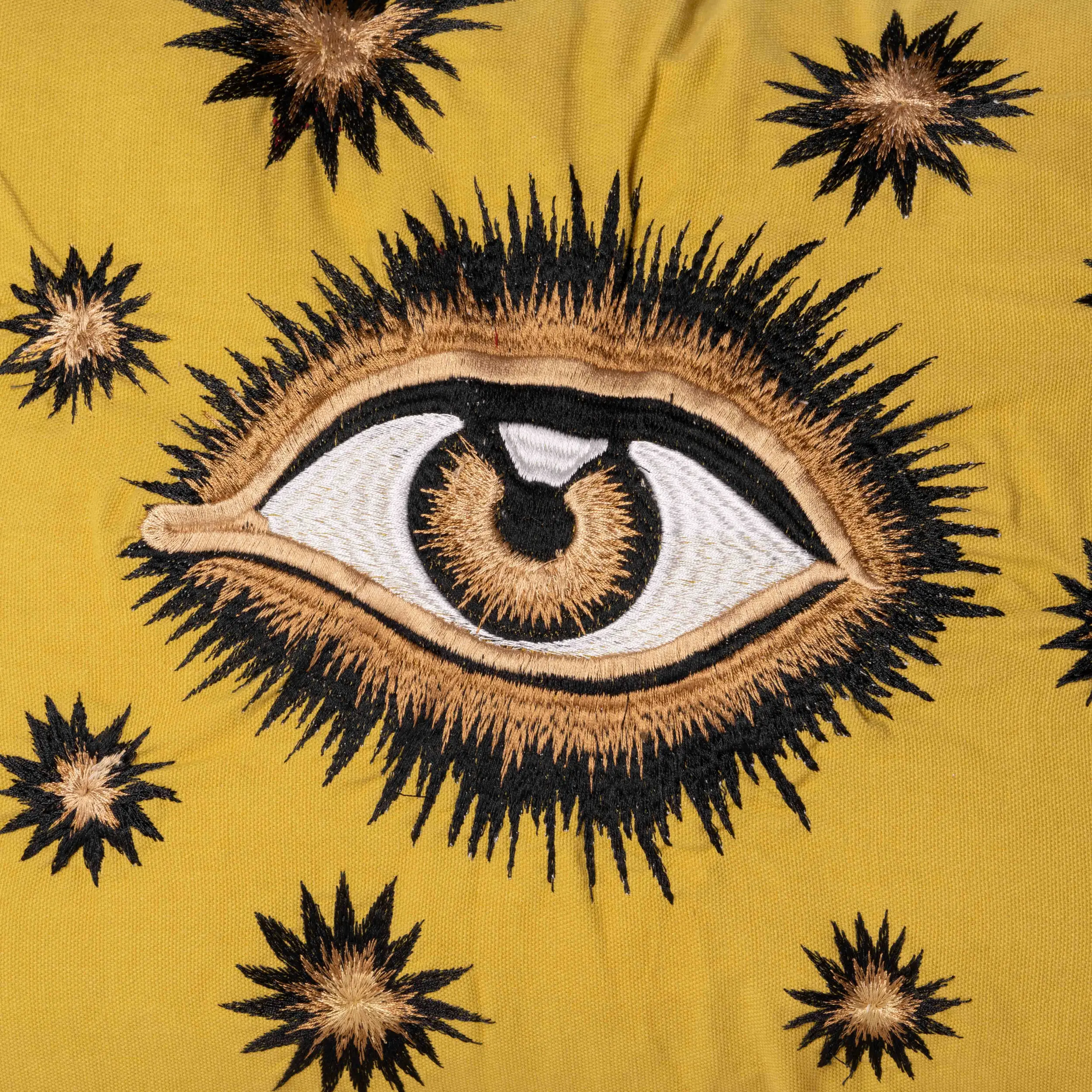 les-ottomans-kissenbezug-auge-gelb-baumwolle-handgestickt image 2