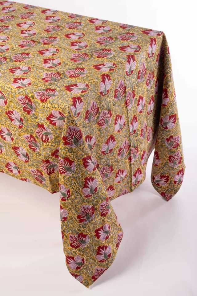les-ottomans-ikb45-handbedruckte-baumwoll-tischdecke image 1