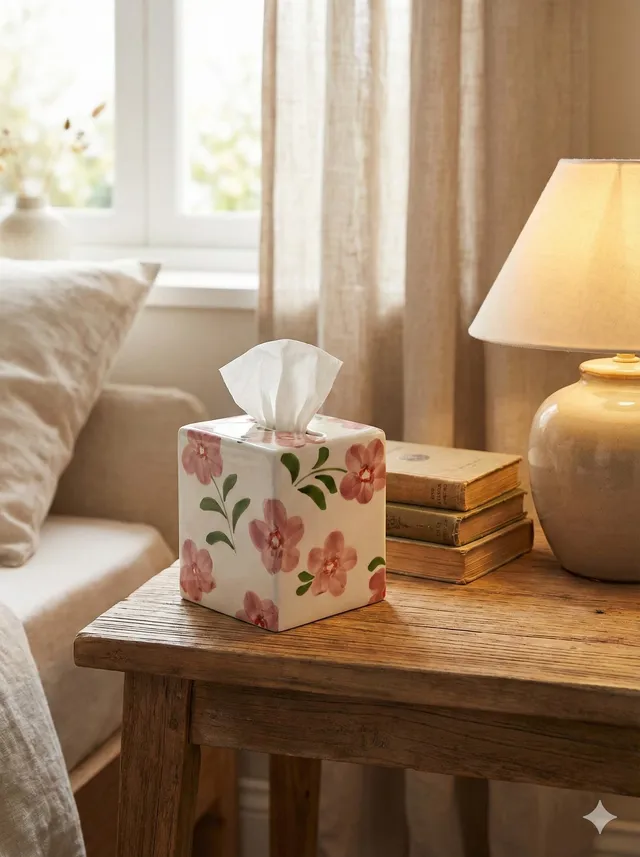 les-ottomans-taschentuchbox-keramik-handbemalt-floral image 1