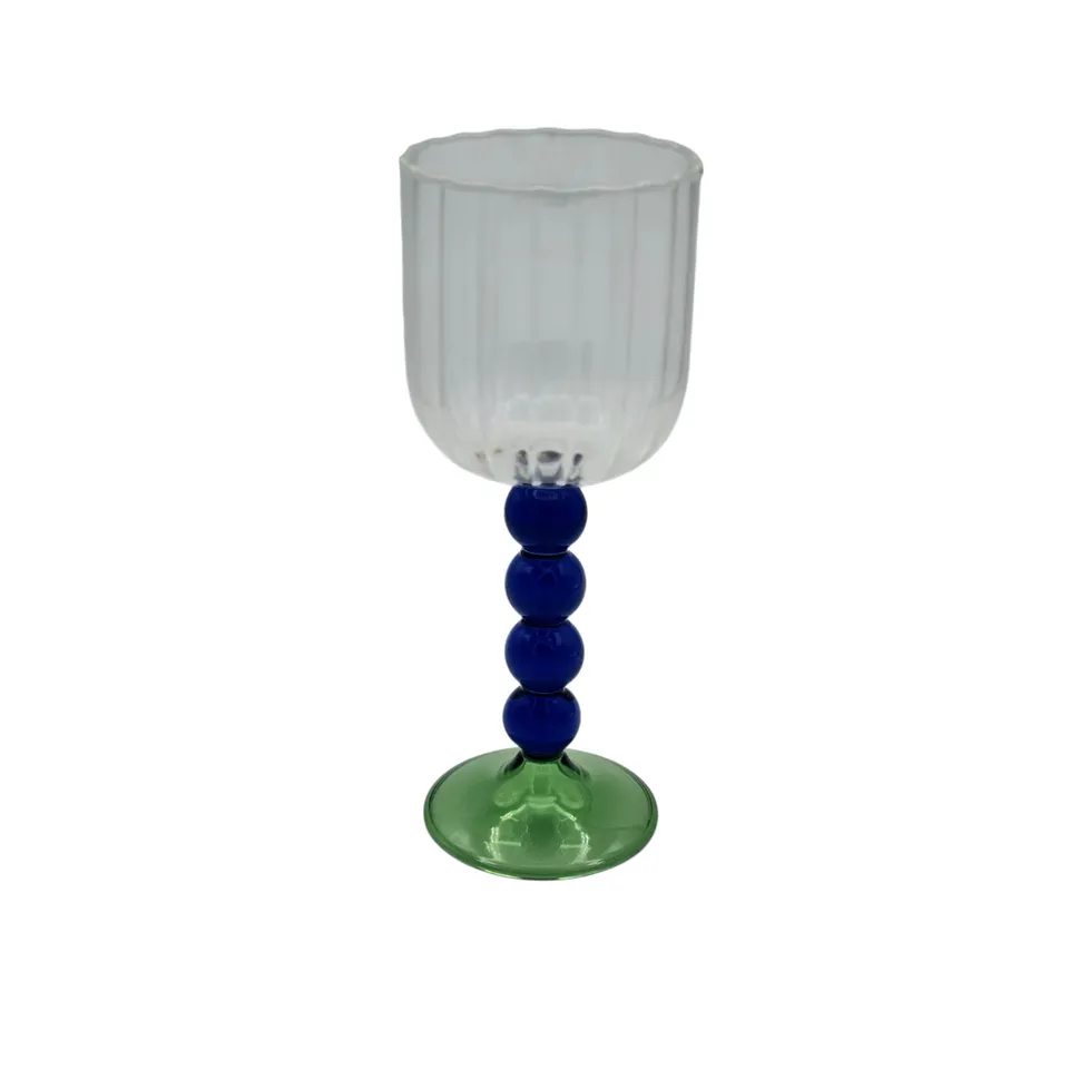 les-ottomans-weinglas-hoch-mit-perlen-gr-n-blau image 1