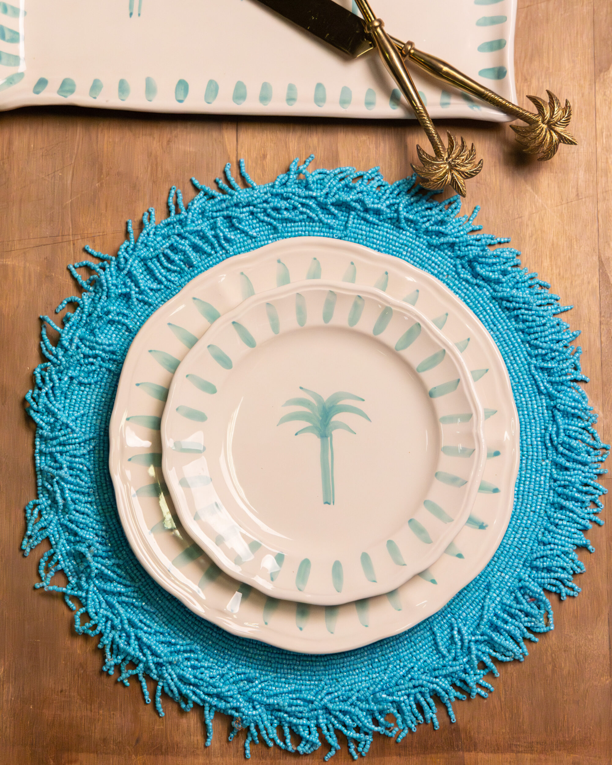 les-ottomans-platzset-2er-set-perlen-mit-fransen-blau-tjb25 image 2