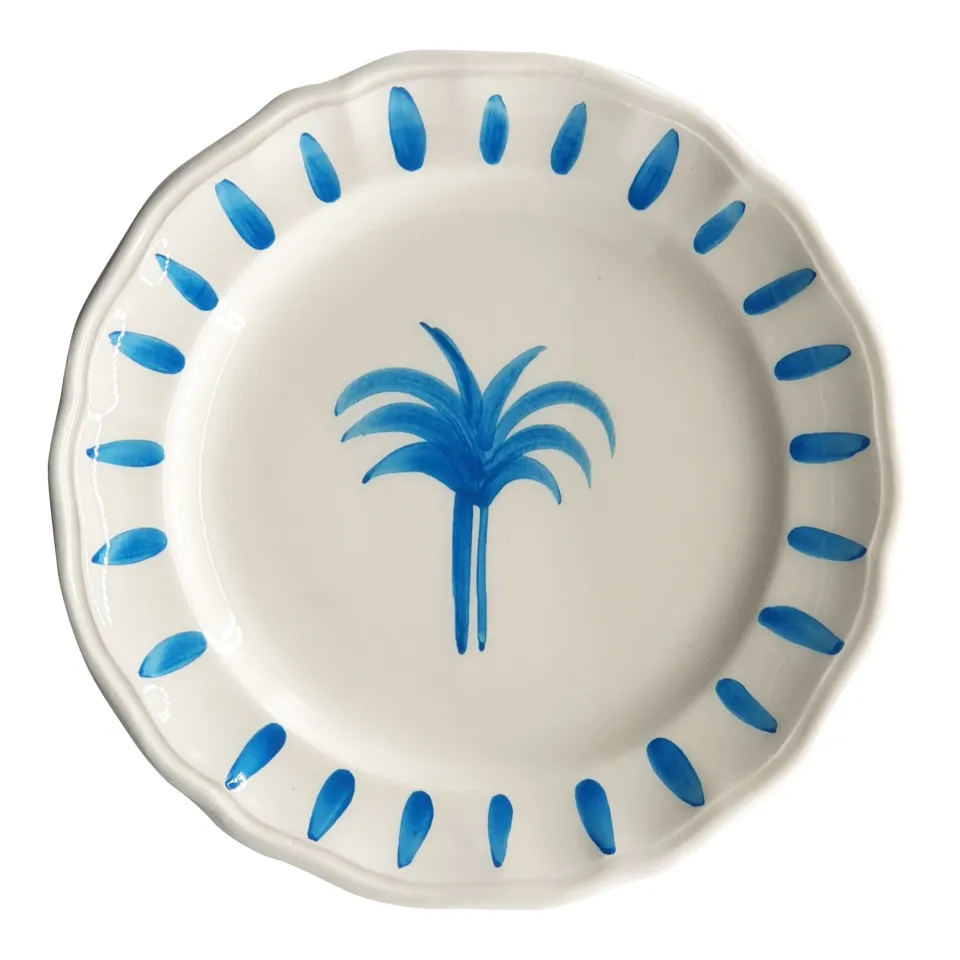 les-ottomans-tpc01-salatteller-keramik-palmen-blau-handbemalt image 1