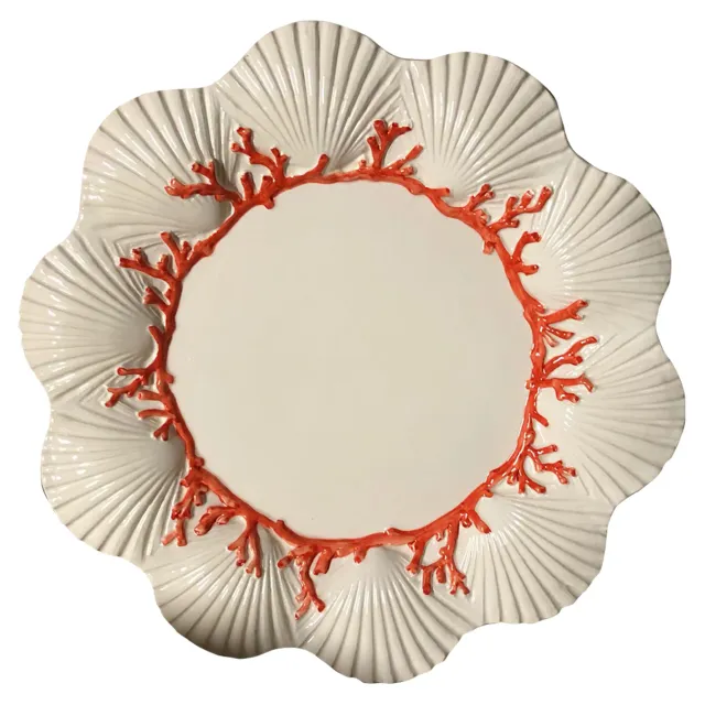 les-ottomans-saint-jacques-speiseteller-keramik-koralle-handbemalt image 1