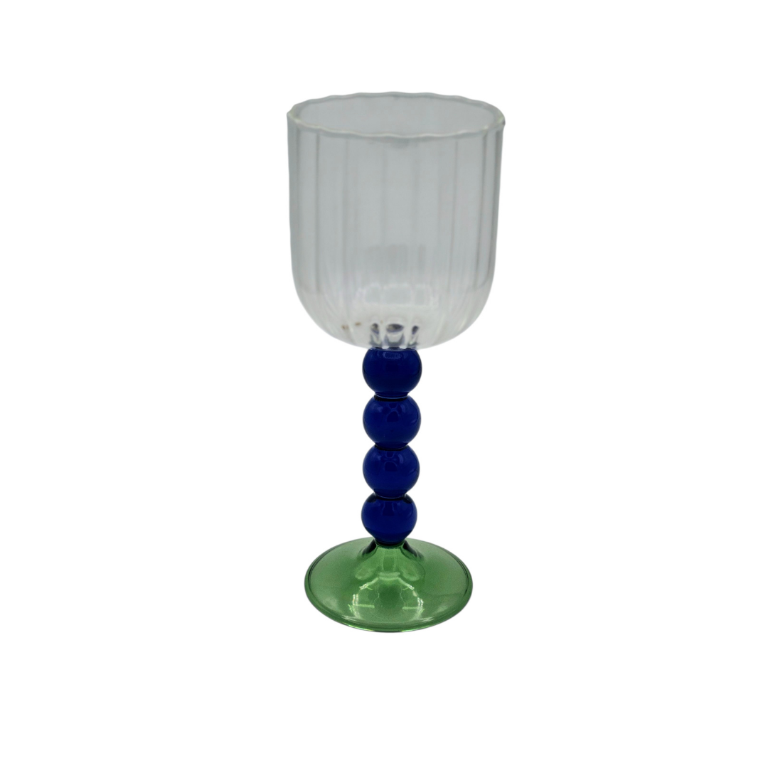 les-ottomans-weinglas-hoch-mit-perlen-gr-n-blau image 1