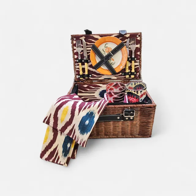 les-ottomans-ikat-picknick-set-botanic-teller-gl-ser-4-teilig image 1