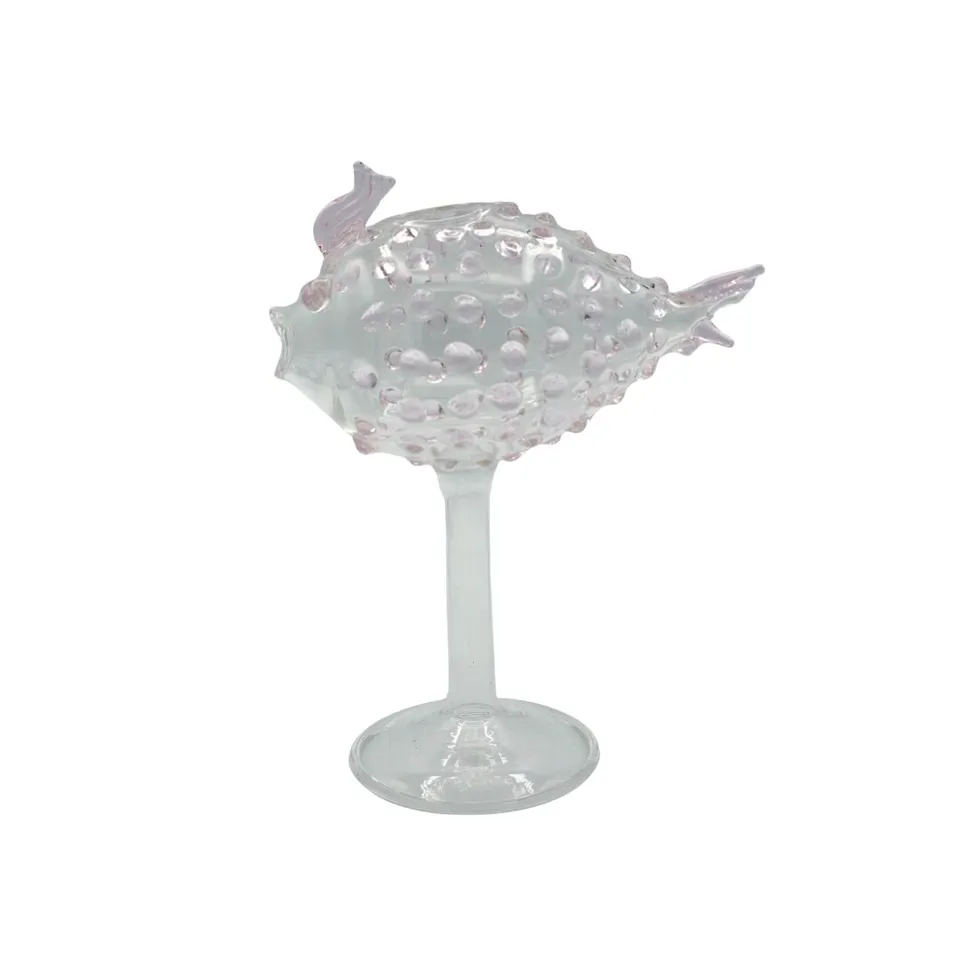 les-ottomans-cocktailglas-kugelfisch-rosa-handdekoriert image 1