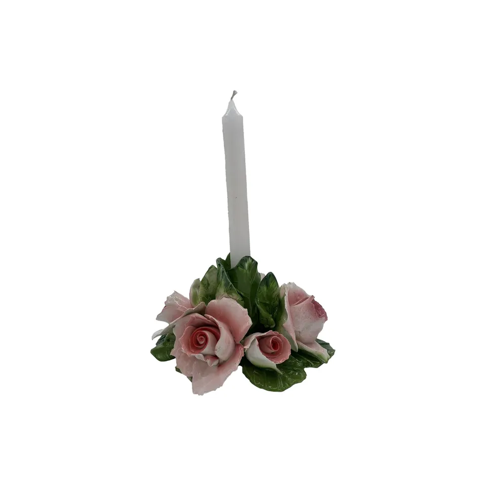 les-ottomans-ortensia-rosa-candelabro-aus-keramik-handbemalt image 1