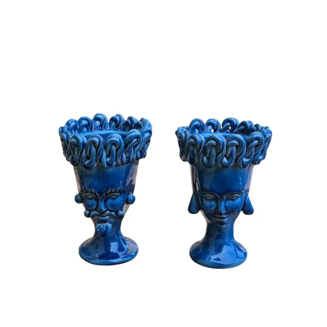 les-ottomans-sicily-sculpture-vase-keramik-2er-set-gesicht-handbemalt image 1