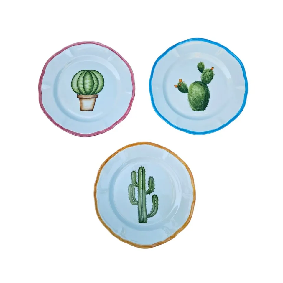 les-ottomans-cactus-keramikteller-set-3-teilig-handbemalt image 1