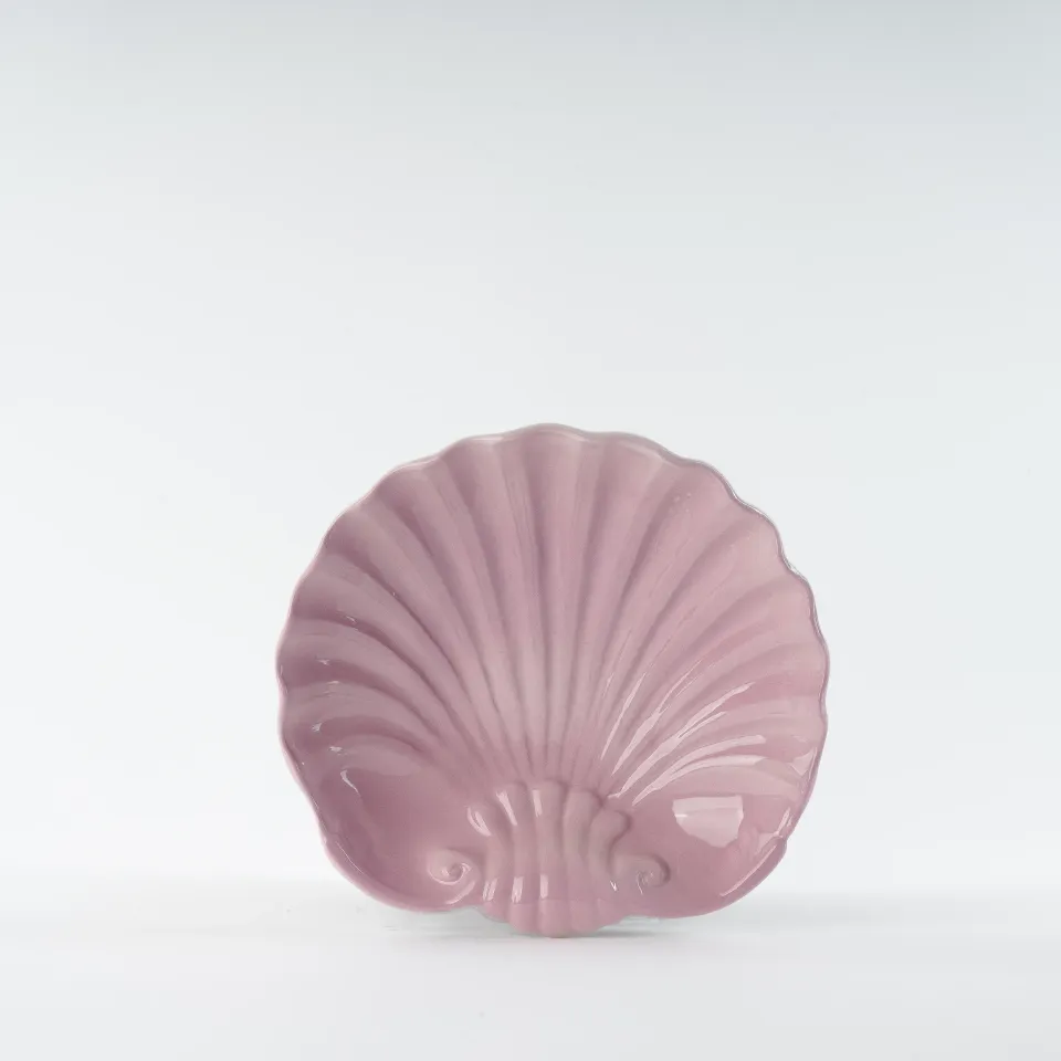 les-ottomans-shell-dessertteller-pink-aus-keramik-handbemalt image 1