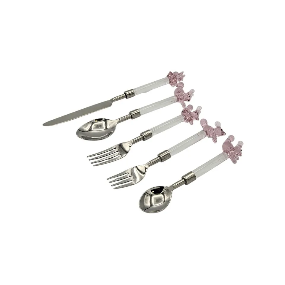 les-ottomans-set-posate-besteckset-mit-hasen-griff-aus-glas image 1