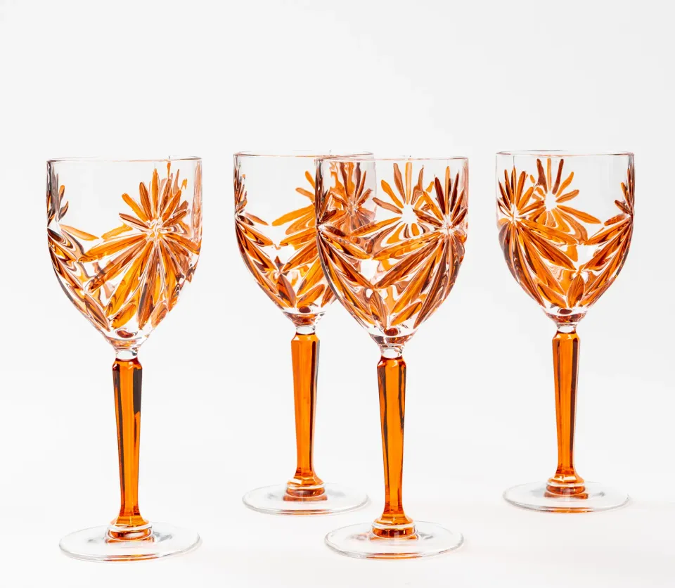 les-ottomans-kelch-kristall-orange-set-4-sternschliff image 1