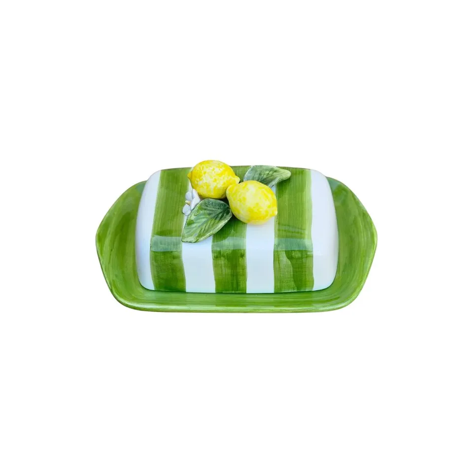 les-ottomans-butterdose-keramik-zitrone-handbemalt image 1