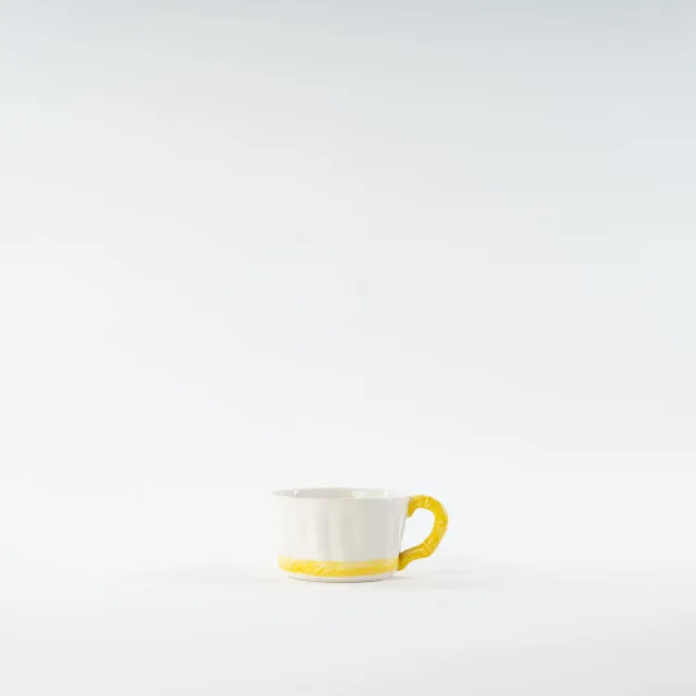 les-ottomans-teetasse-mit-untertasse-gelb-handbemalte-rattan-keramik image 1