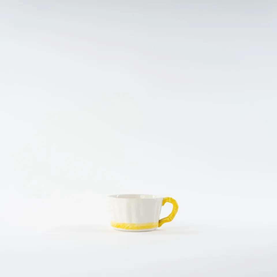 les-ottomans-teetasse-mit-untertasse-gelb-handbemalte-rattan-keramik image 1
