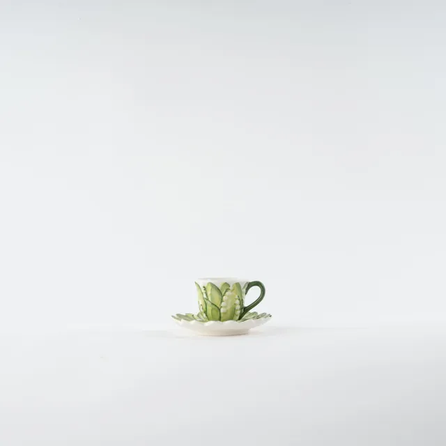 les-ottomans-lily-of-the-valley-kaffeetasse-mit-untertasse-handbemalt image 1