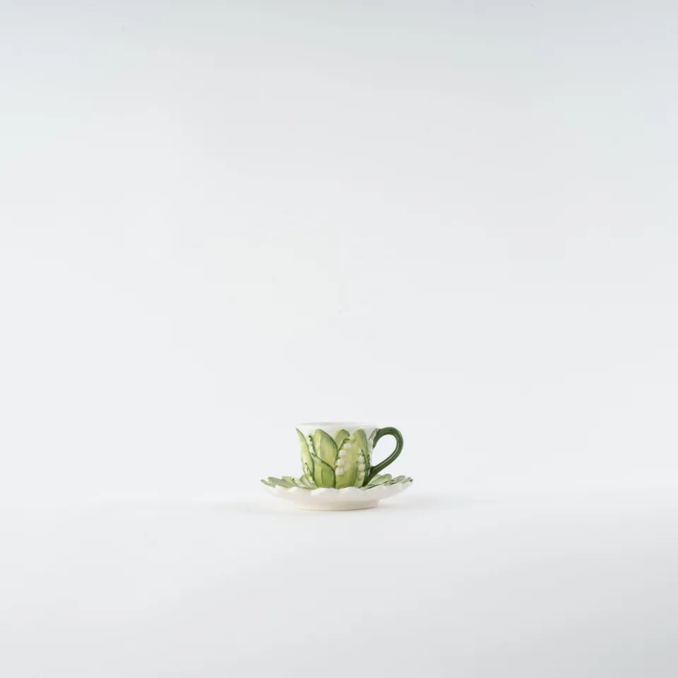 les-ottomans-lily-of-the-valley-kaffeetasse-mit-untertasse-handbemalt image 1