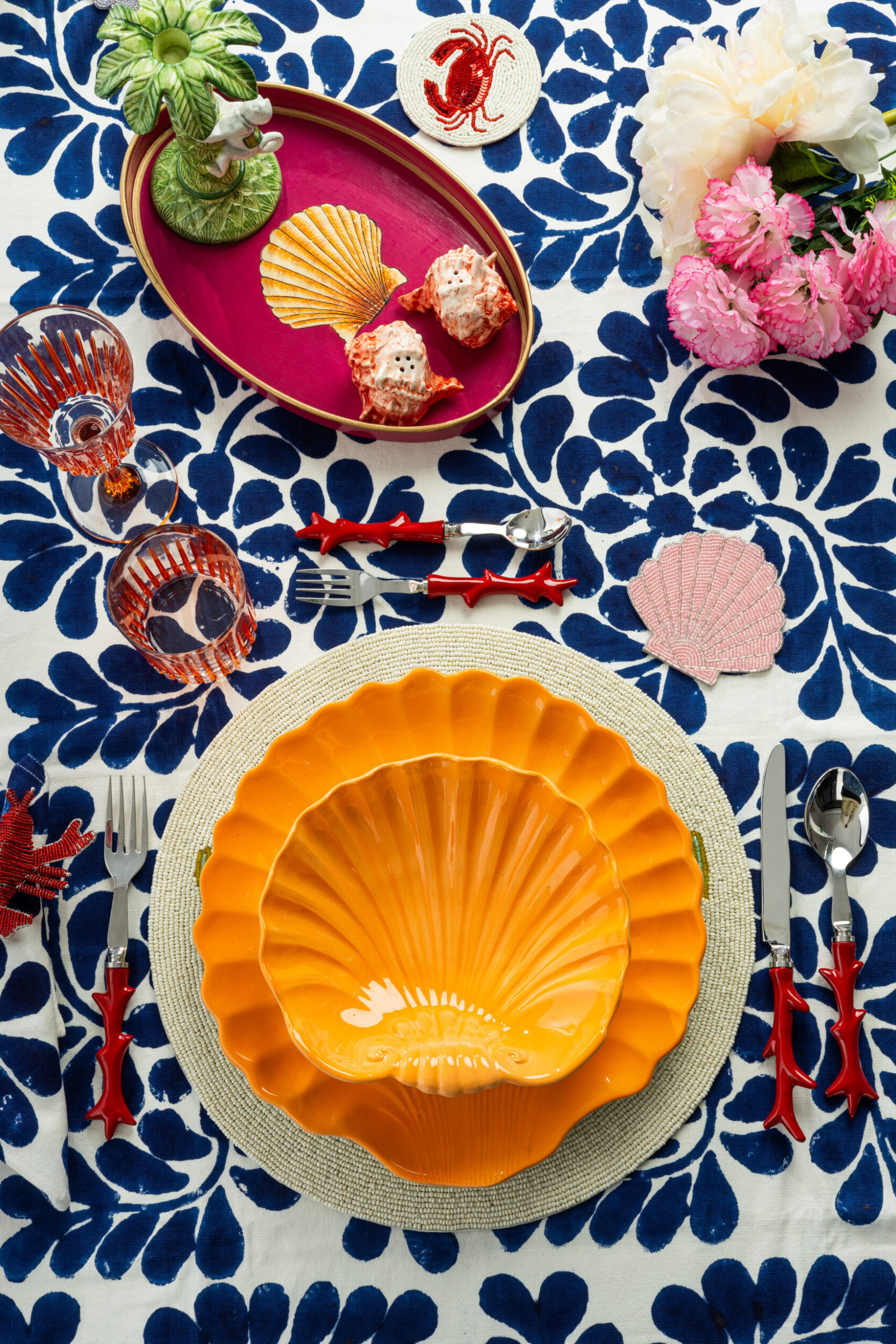 les-ottomans-speiseteller-shell-orange-keramik image 2