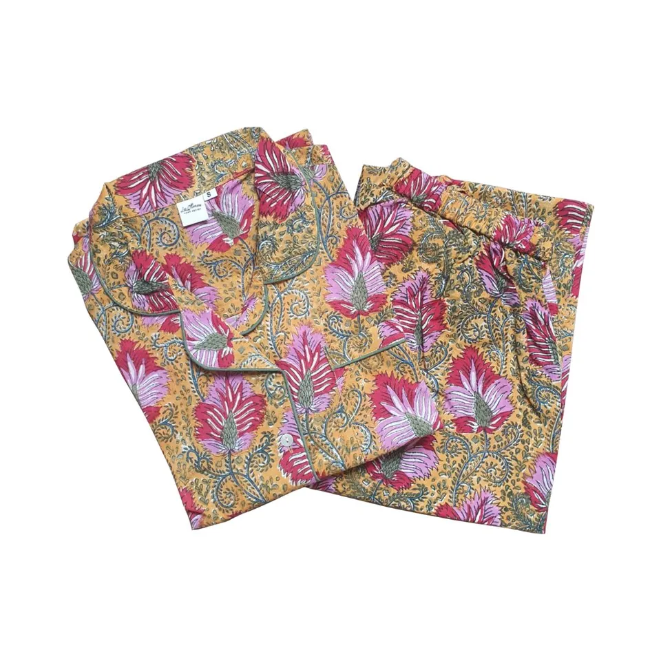 les-ottomans-pj02-pyjama-set-aus-baumwolle-handbedruckter-ikat image 1