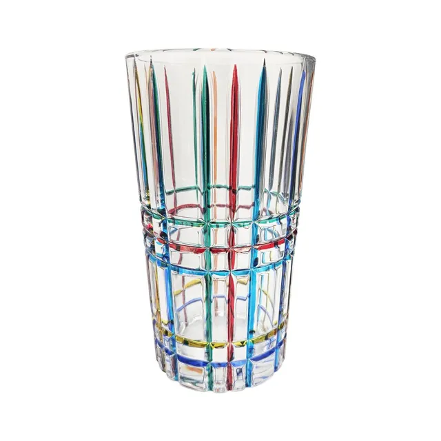 les-ottomans-vase-aus-mehrfarbigem-kristall-mit-streifen-gravur image 1