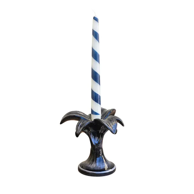 les-ottomans-marbl06-kerzenhalter-palme-klein-schwarz-handbemalt image 1