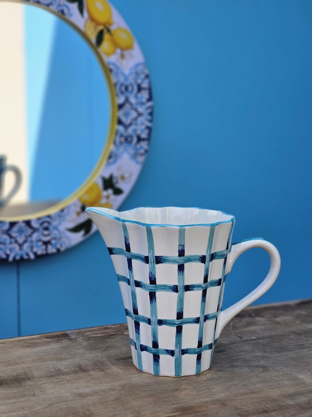 les-ottomans-brocca-wasserkrug-aus-keramik-handbemalt-blau image 2