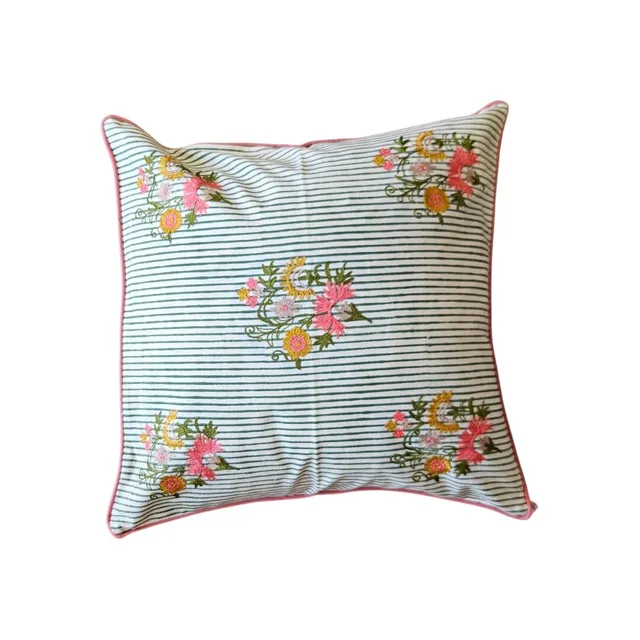 les-ottomans-kissenbezug-baumwolle-handdruck-blumenstickerei image 1