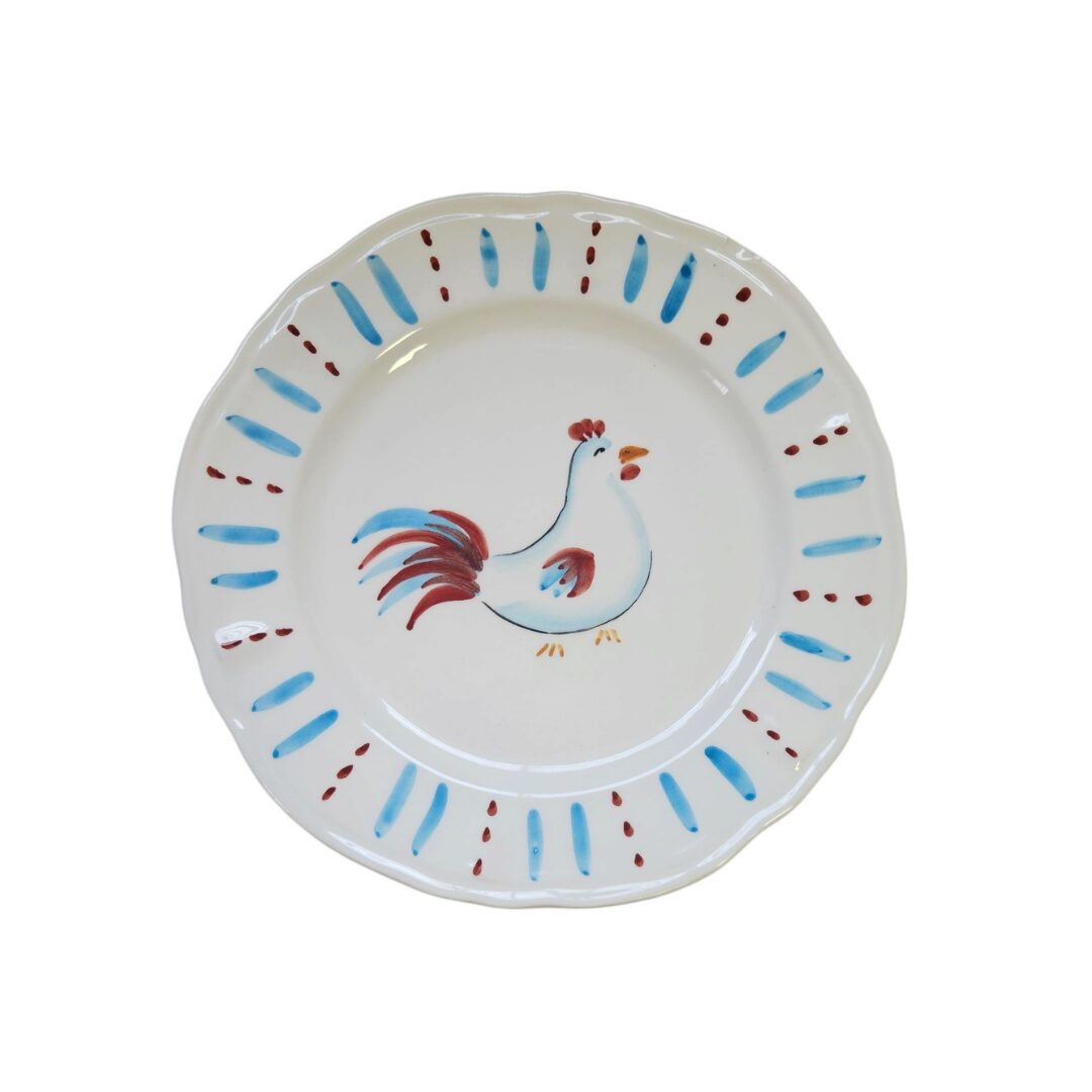 les-ottomans-piatto-piano-gallina-handbemalter-keramikteller-huhn image 1