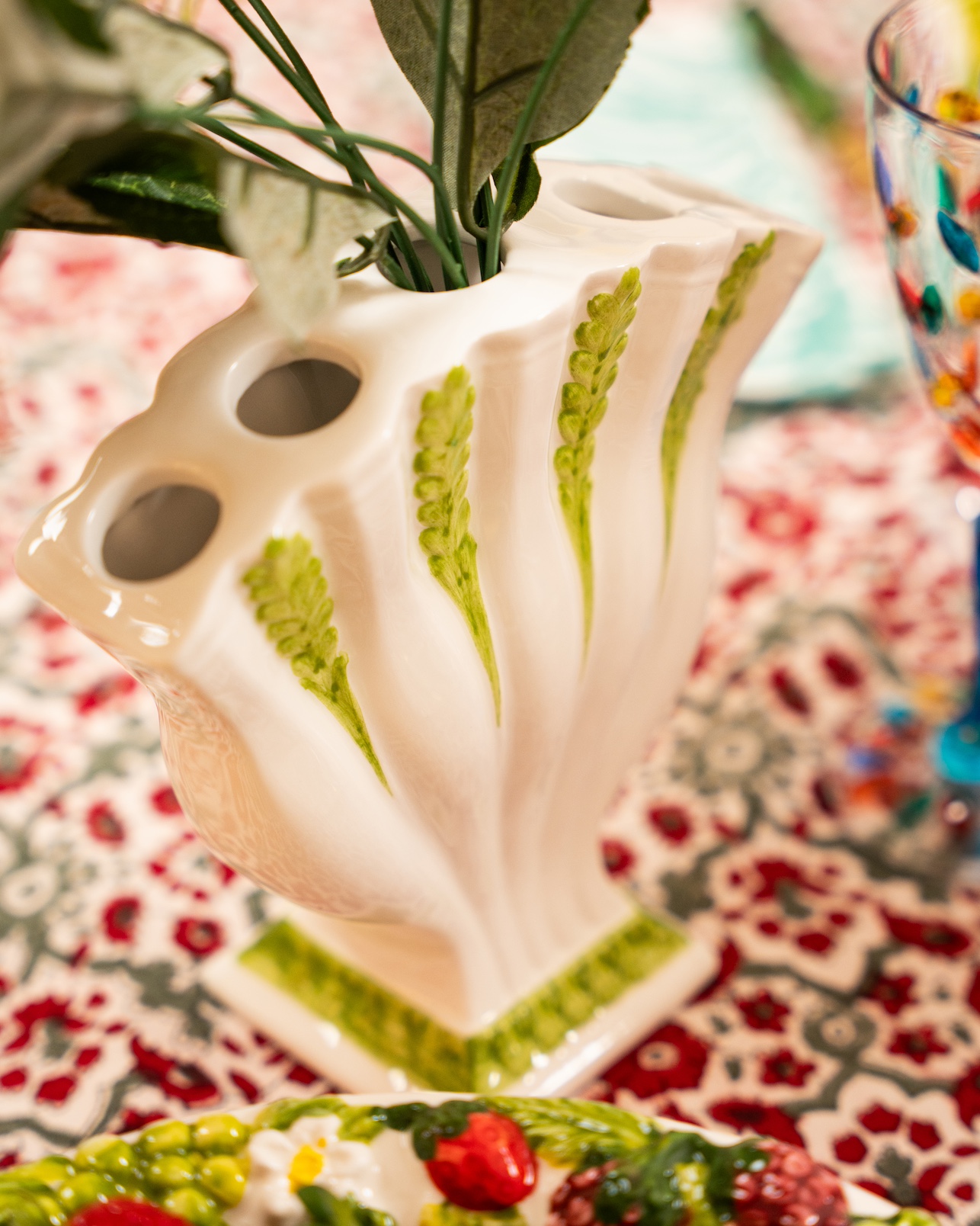les-ottomans-vase-aus-keramik-handbemalt-hren-gr-n-weit image 3
