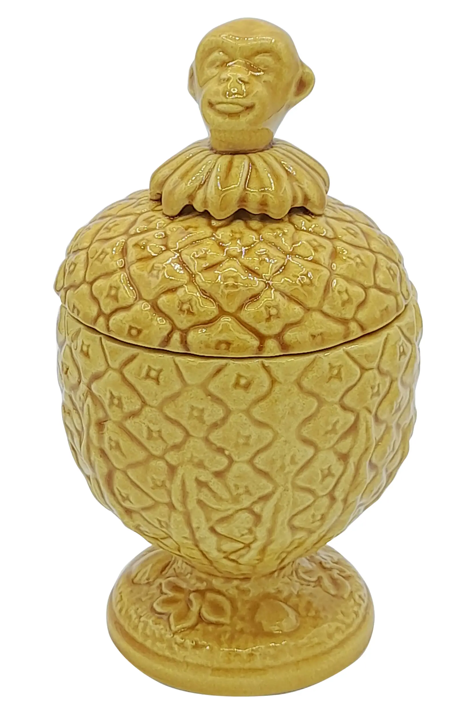 les-ottomans-affe-dose-keramik-handbemalt-gelb image 1