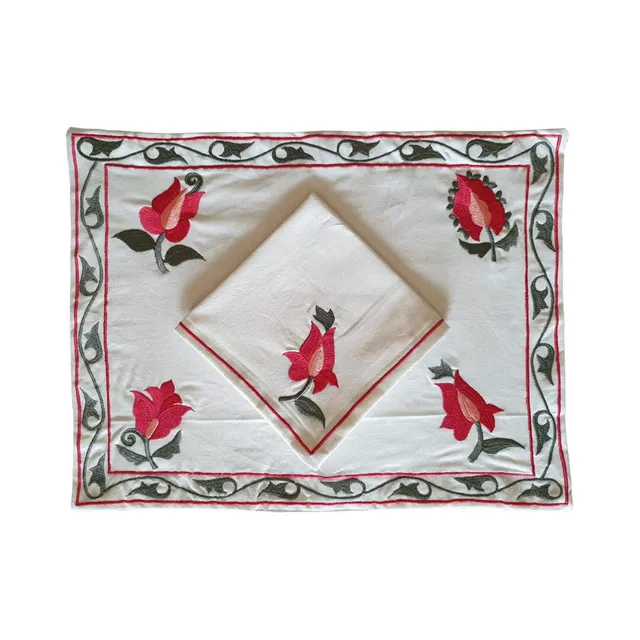 les-ottomans-rose-platzset-serviette-baumwolle-bestickt image 1