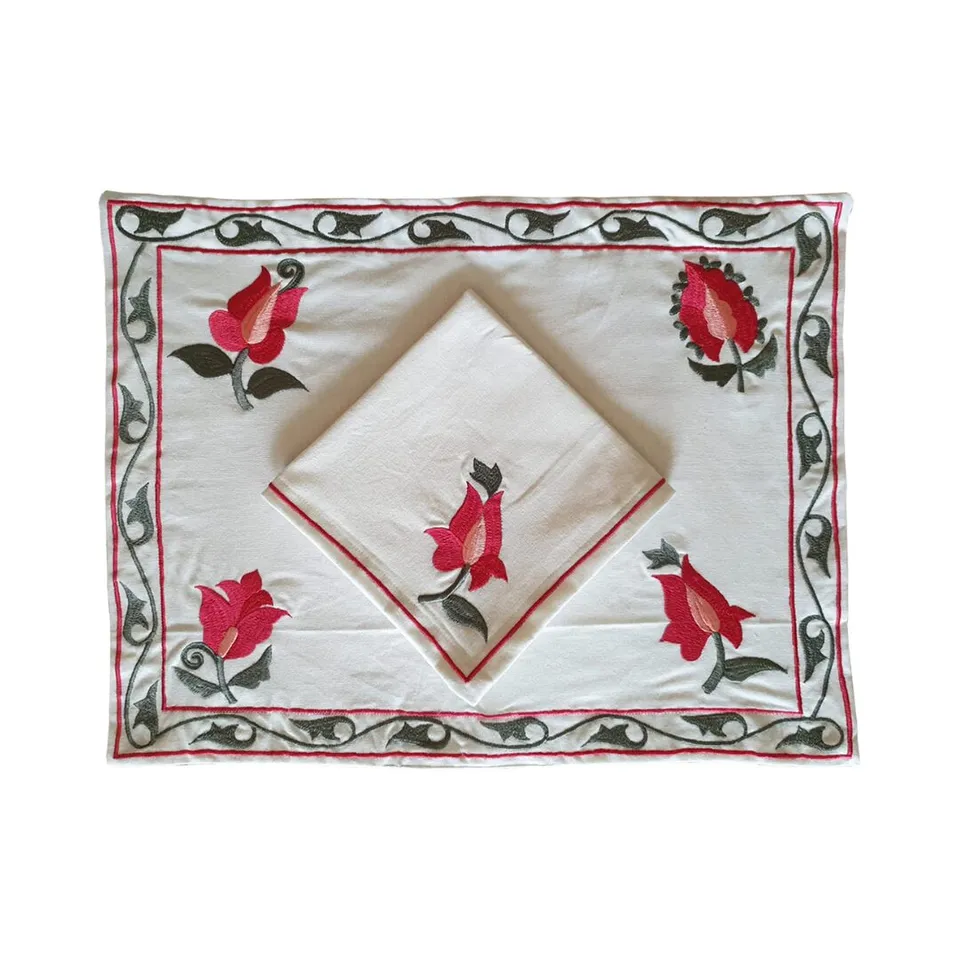 les-ottomans-rose-platzset-serviette-baumwolle-bestickt image 1