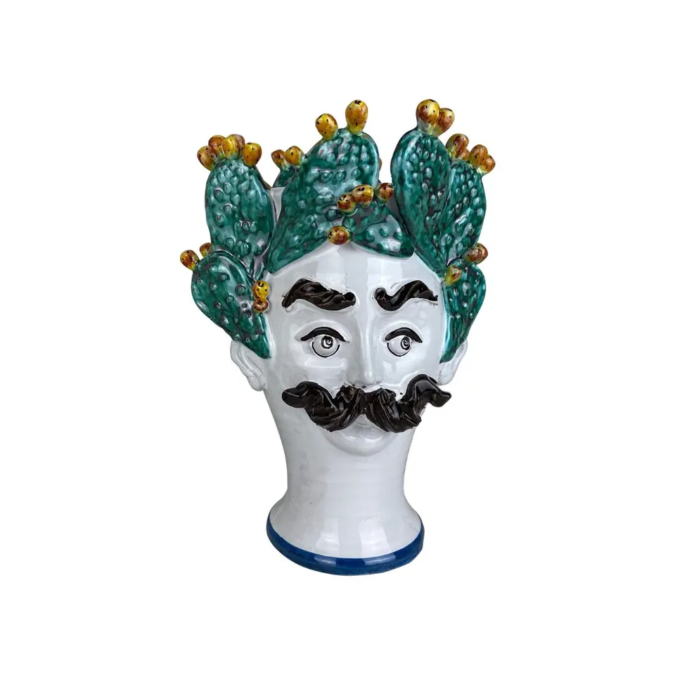 les-ottomans-sicily-sculpture-scu13-vase-gesicht-keramik-handbemalt image 1