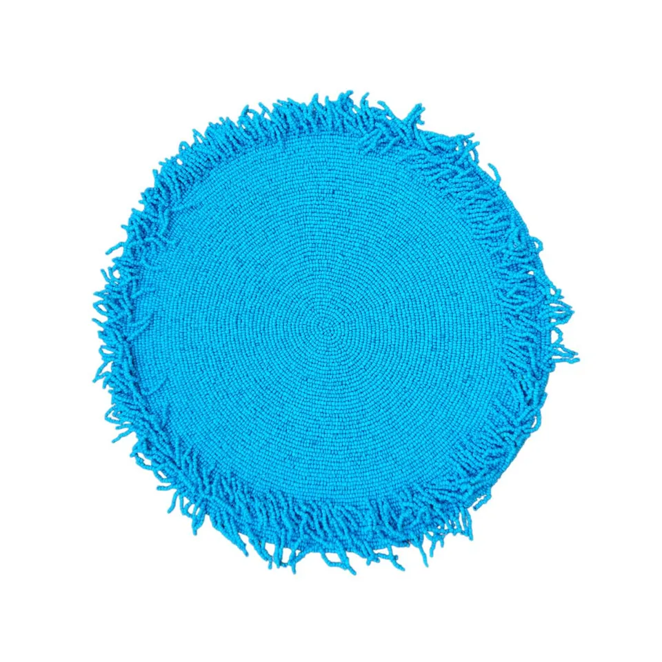 les-ottomans-platzset-2er-set-perlen-mit-fransen-blau-tjb25 image 1