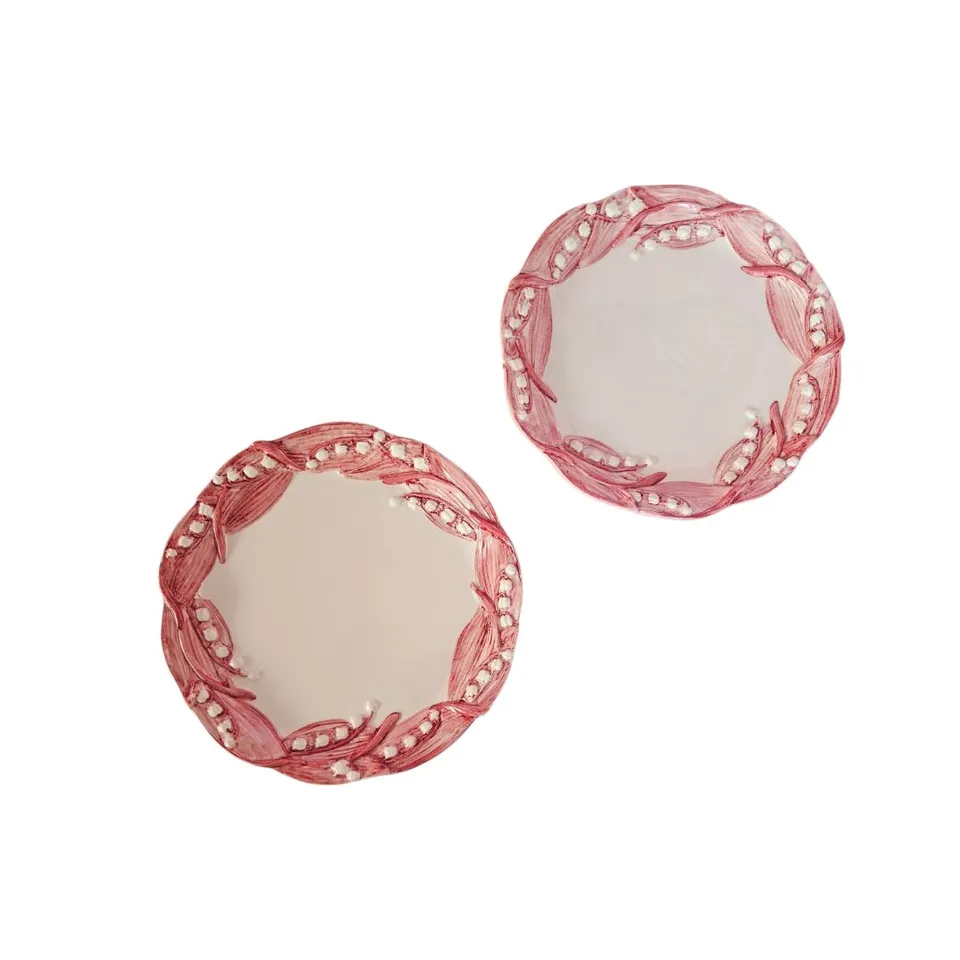 les-ottomans-lily-of-the-valley-dessertteller-keramik-2er-set-handbemalt image 1