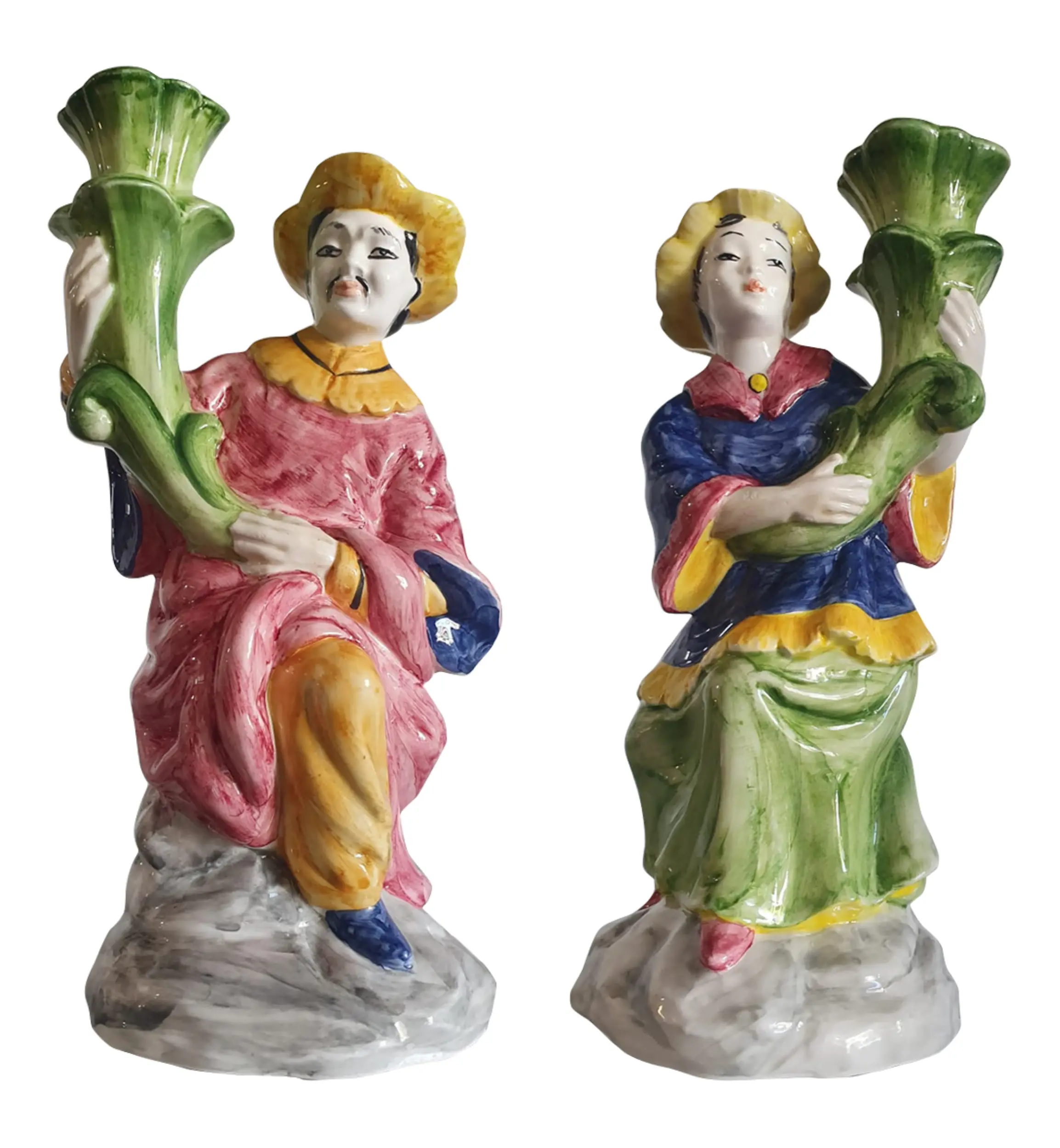 les-ottomans-chinoiserie-kerzenhalter-2er-set-keramik-handbemalt image 1