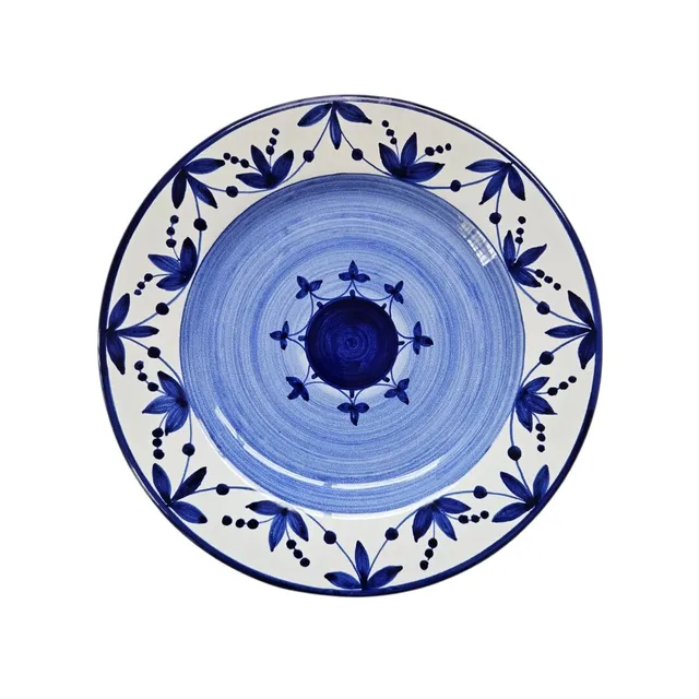 les-ottomans-flacher-teller-blau-floral-handbemalte-keramik image 1