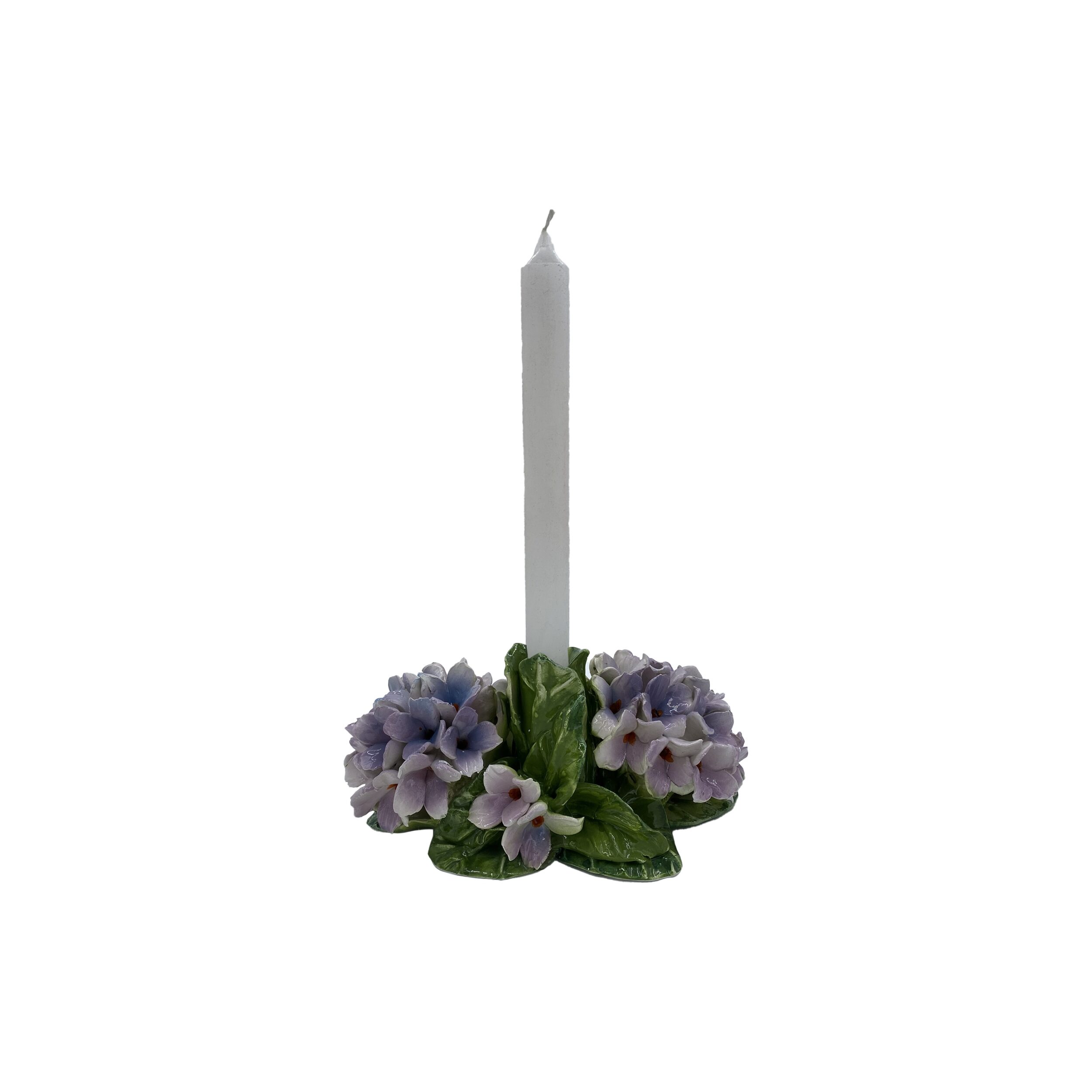 les-ottomans-kerzenhalter-hortensie-violett-keramik-handbemalt image 1