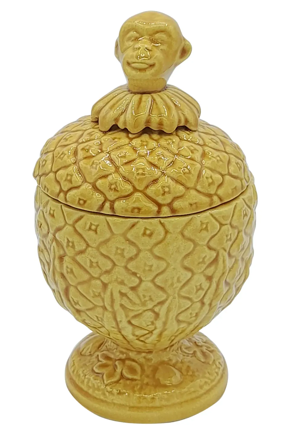 les-ottomans-affe-dose-keramik-handbemalt-gelb image 1