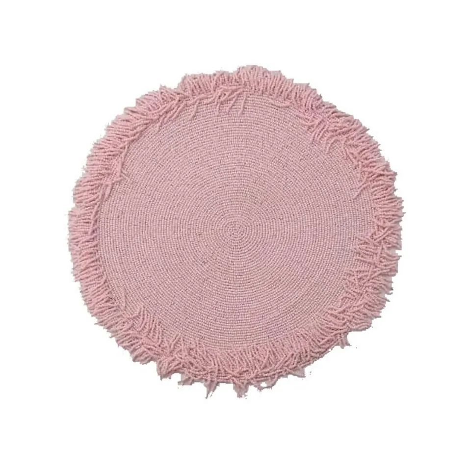les-ottomans-tjb27-platzset-2er-set-perlen-mit-fransen-rosa image 1