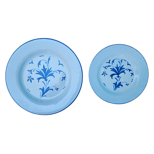 les-ottomans-set-aus-2-keramiktellern-handbemalt-speiseteller-dessertteller-blau image 1