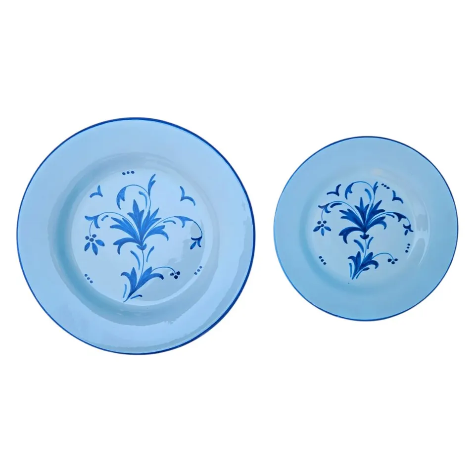 les-ottomans-set-aus-2-keramiktellern-handbemalt-speiseteller-dessertteller-blau image 1