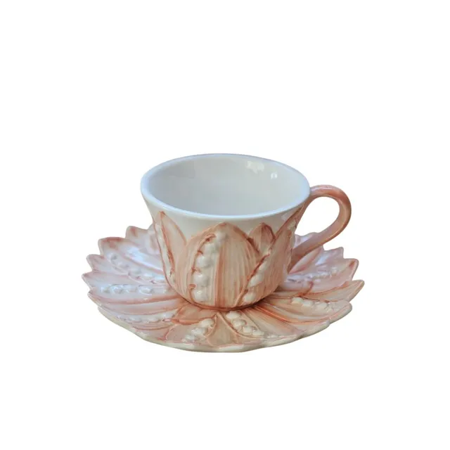 les-ottomans-lily-of-the-valley-kaffeetasse-mit-untertasse-rosa-keramik image 1