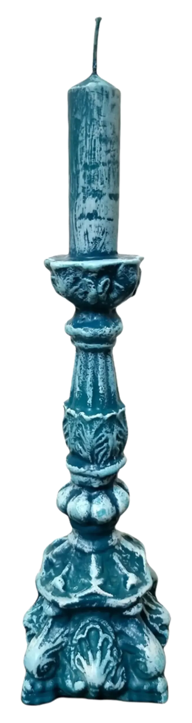les-ottomans-kerzenleuchter-kerze-blau-handbemalte-kandelaber-kerze image 1