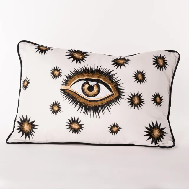 les-ottomans-eycb01-kissenbezug-baumwolle-wei-mit-auge-stickerei image 1