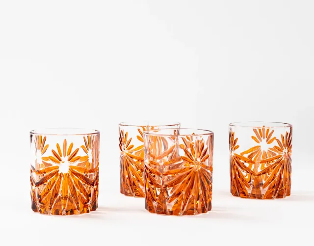 les-ottomans-kristallgl-ser-orange-4er-set-handbemalt image 1