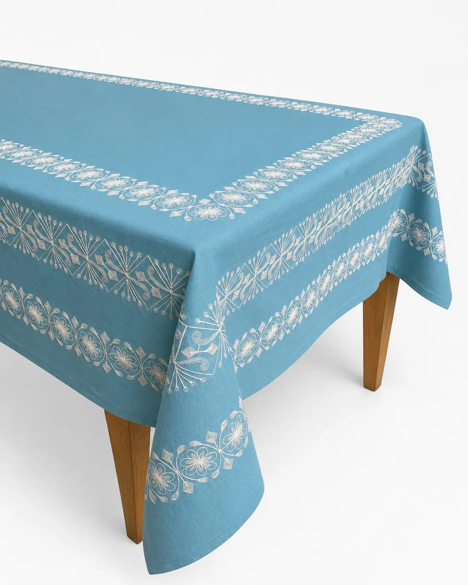 les-ottomans-ebt25-tischdecke-baumwolle-bestickt-ikat image 1