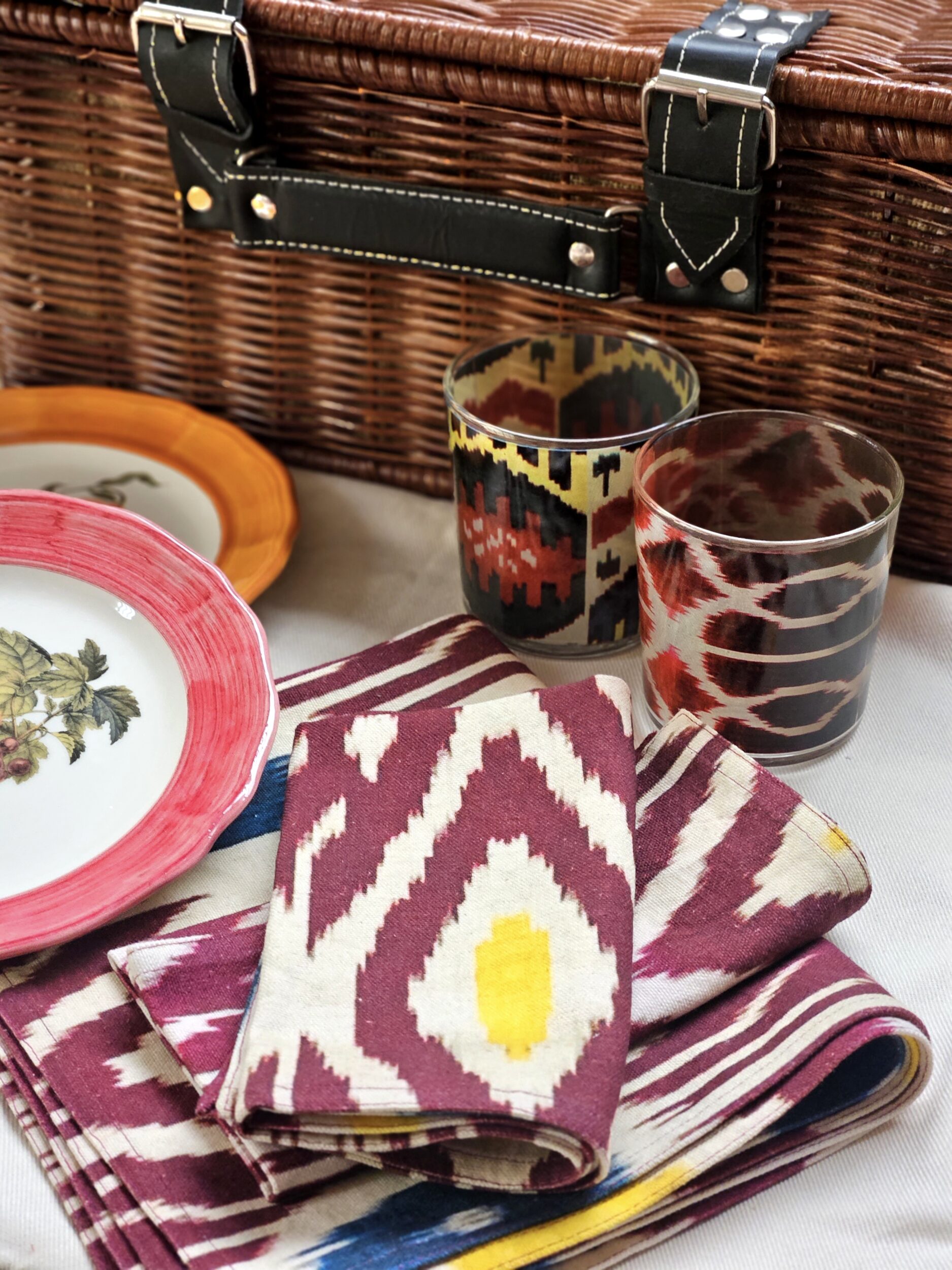 les-ottomans-ikat-picknick-set-botanic-teller-gl-ser-4-teilig image 4