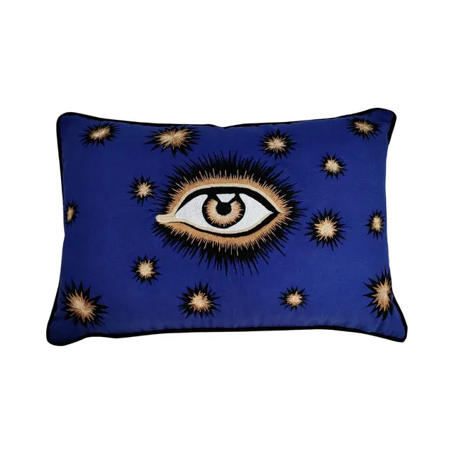 les-ottomans-eycb05-kissenbezug-baumwolle-blau-auge-handbestickt image 1